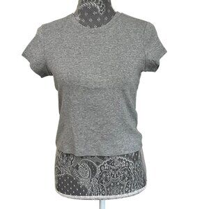 UNIQLO Women's Gray Cropped Short Sleeve Mini T-Shirt Top, Medium
